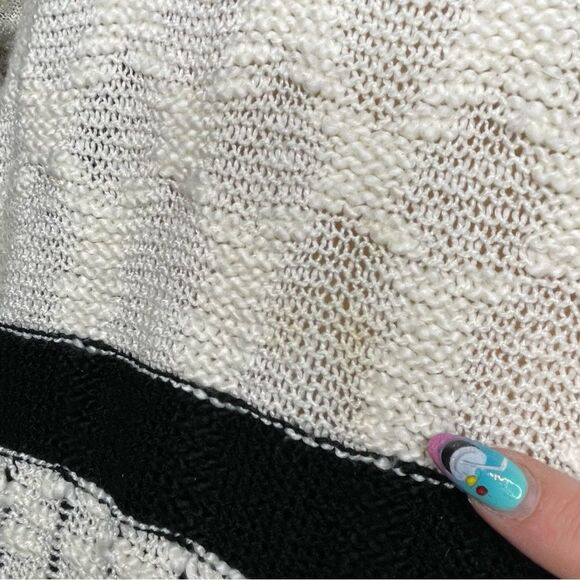 Love Tree Happens Striped Crochet Hooded Sweater Black Cream Size Medium - Picture 7 of 14